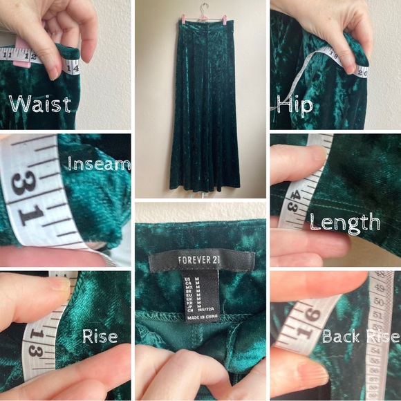 Green Crushed Velvet Palazzo Pants, Forever 21 - Picture 2 of 12